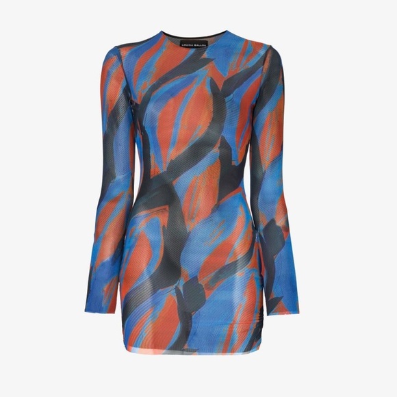 Louisa Ballou Heatwave Triple Ring Long Sleeve Mesh Mini Dress Size S - Picture 4 of 8